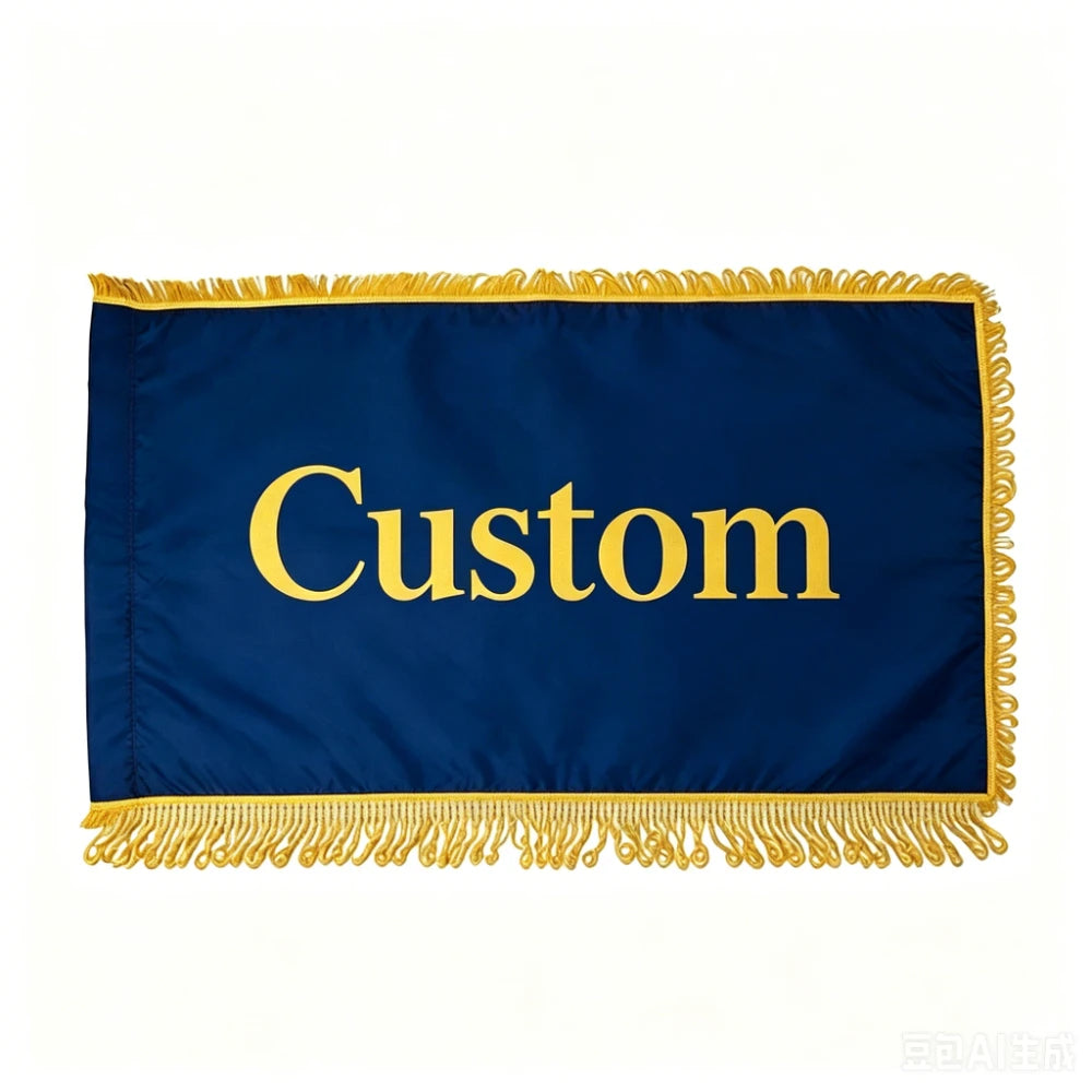 MeinBanner™ Personalisierte Premium Flagge mit Wunschdruck & Goldfransen